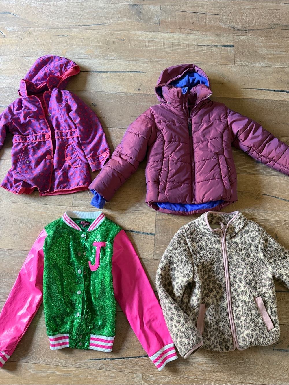 Girls Mixed Jackets Bundle - Pink, Magenta, Green, Leopard